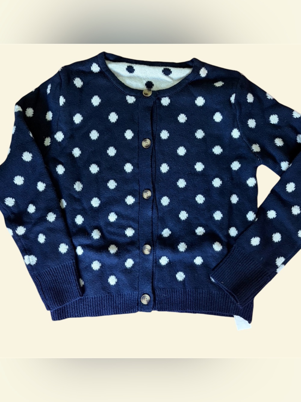 Navy Polka Dot Button-Front Women's Sweater